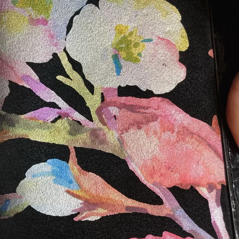 Sharif Black Y2K Floral Wristlet Wallet‎ Asian Vibes Art To Wear Chic Retro
